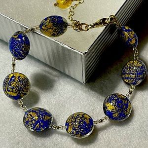 Beautiful Blue Lapis Murano Glass Bracelet